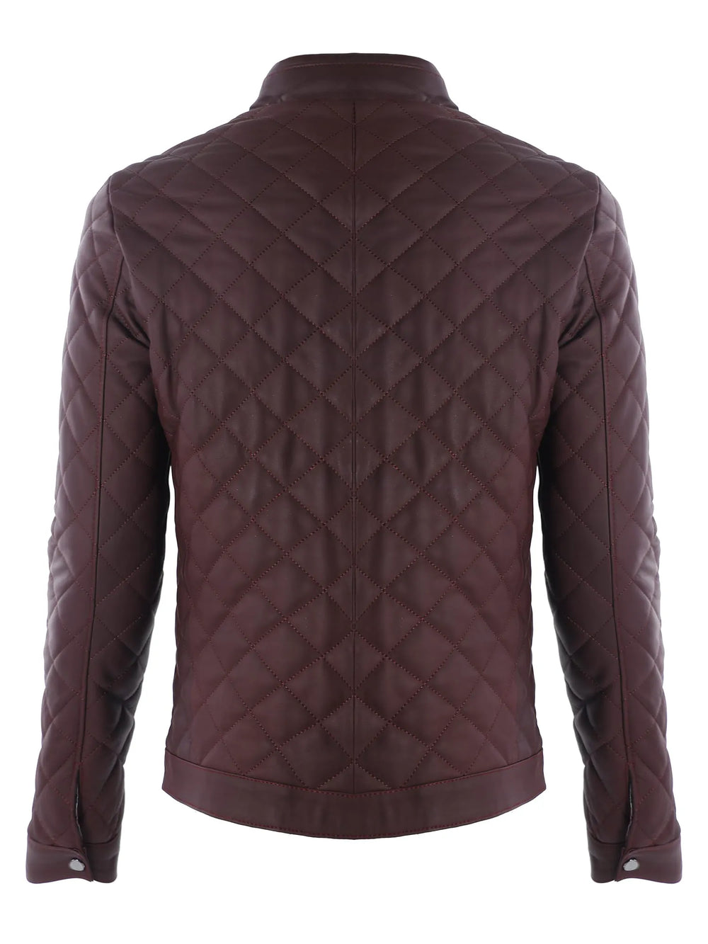 Erkek Quilt Desenli Hakiki Deri Ceket Bordo